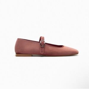 Zara Blush Pink Velvet Mary Jane Flats